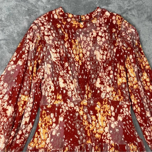 Free People Dress Women’s Sz XS Red Heartbeats Feminine Stretchy Boho Girly - Picture 5 of 10